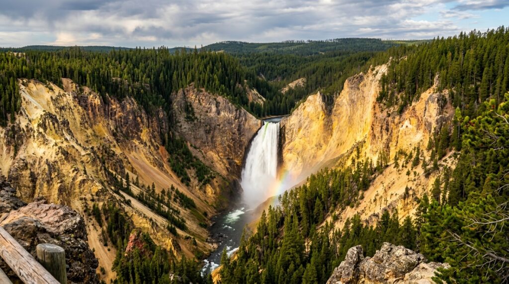 lower falls cascading canyon walls 202606261958